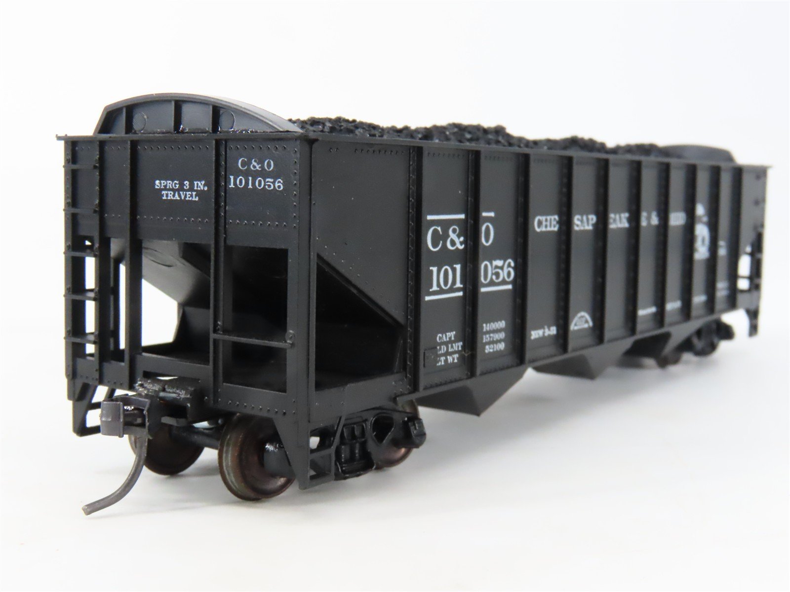 LOT of 2 HO Scale Roundhouse 1499 C&O Progress 3-Bay Hopper w/ Load - Upgraded