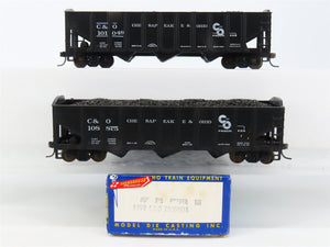 LOT of 2 HO Scale Roundhouse 1499 C&O Progress 3-Bay Hopper w/ Load - Upgraded