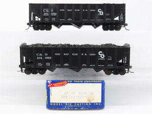 LOT of 2 HO Scale Roundhouse 1499 C&O Progress 3-Bay Hopper w/ Load - Upgraded