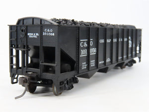 LOT of 2 HO Scale Roundhouse 1499 C&O Progress 3-Bay Hopper w/ Load - Upgraded