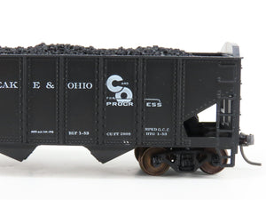 LOT of 2 HO Scale Roundhouse 1499 C&O Progress 3-Bay Hopper w/ Load - Upgraded