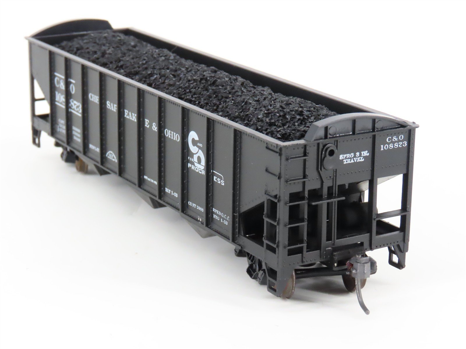 LOT of 2 HO Scale Roundhouse 1499 C&O Progress 3-Bay Hopper w/ Load - Upgraded