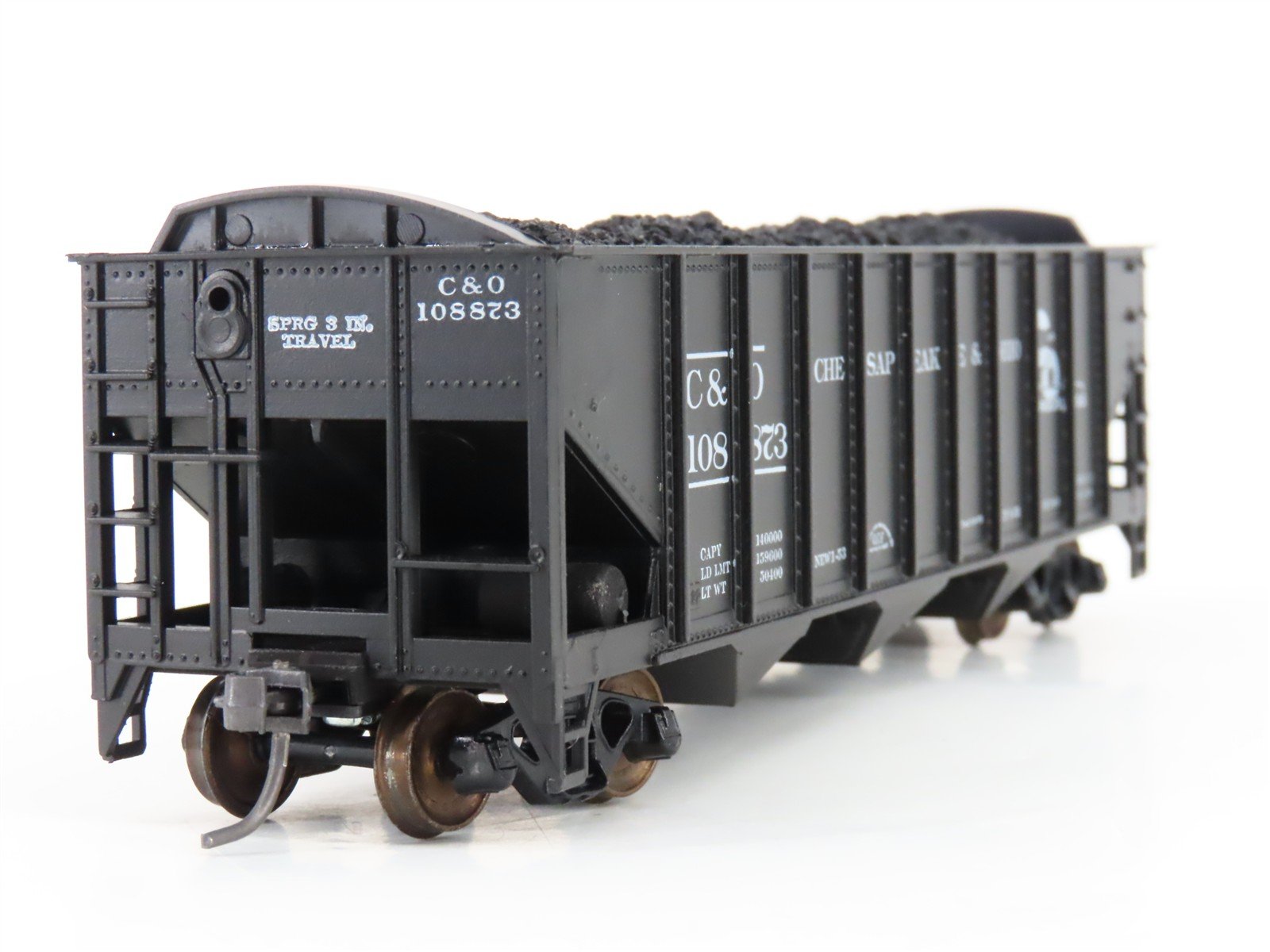 LOT of 2 HO Scale Roundhouse 1499 C&O Progress 3-Bay Hopper w/ Load - Upgraded