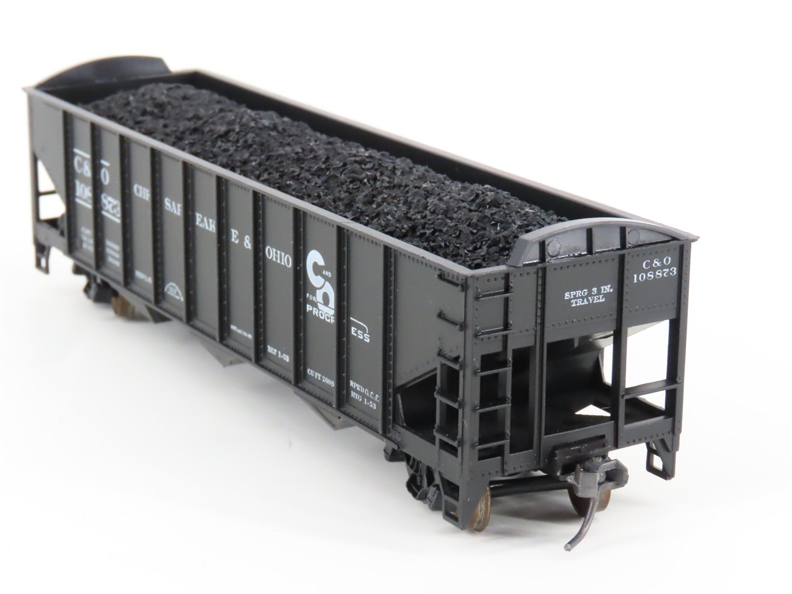 LOT of 2 HO Scale Roundhouse 1499 C&O Progress 3-Bay Hopper w/ Load - Upgraded