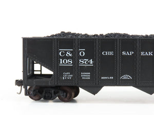 LOT of 2 HO Scale Roundhouse 1499 C&O Progress 3-Bay Hopper w/ Load - Upgraded