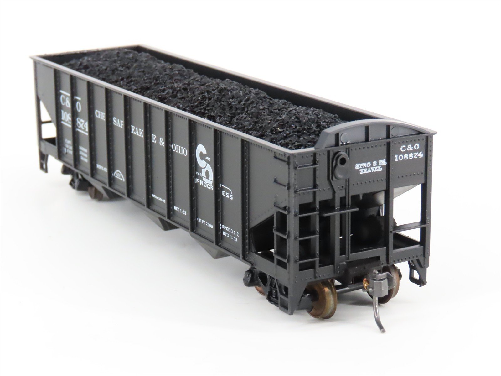 LOT of 2 HO Scale Roundhouse 1499 C&O Progress 3-Bay Hopper w/ Load - Upgraded
