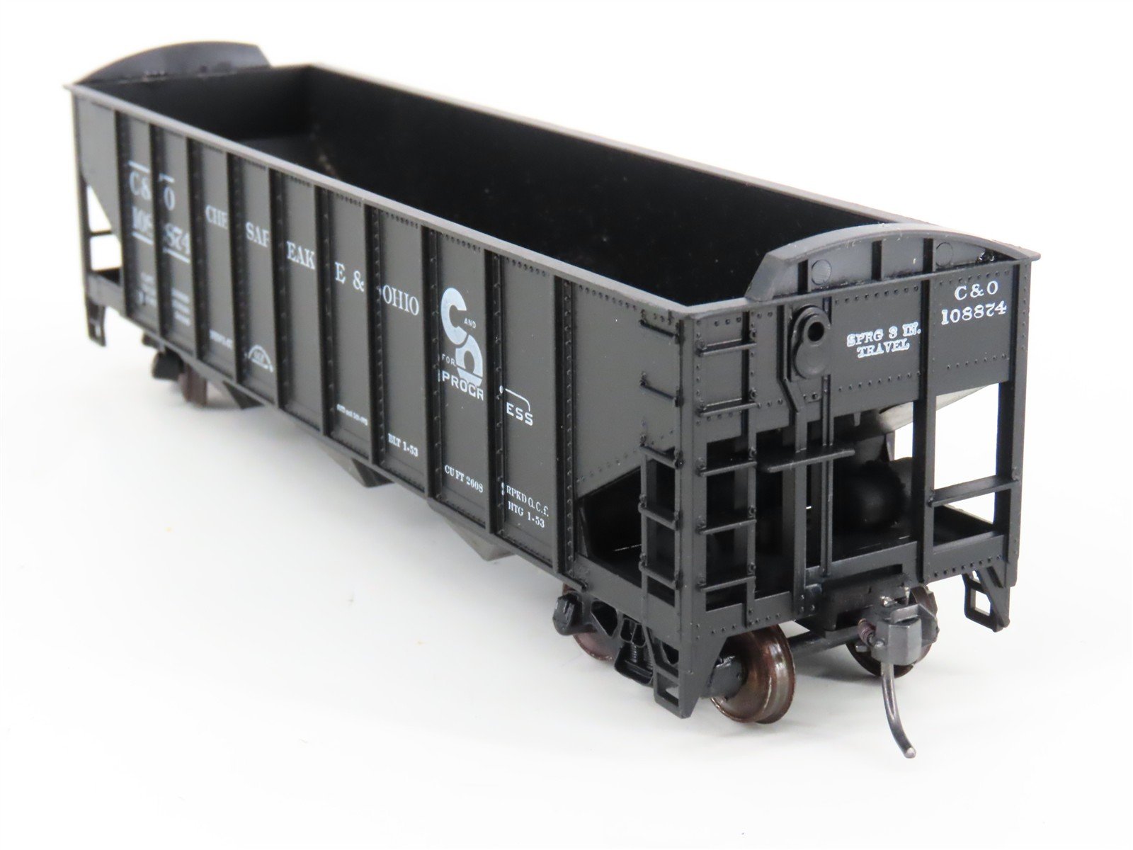 HO Scale Roundhouse 1499 C&O Progress 3-Bay Open Hopper #108874 - Upgraded