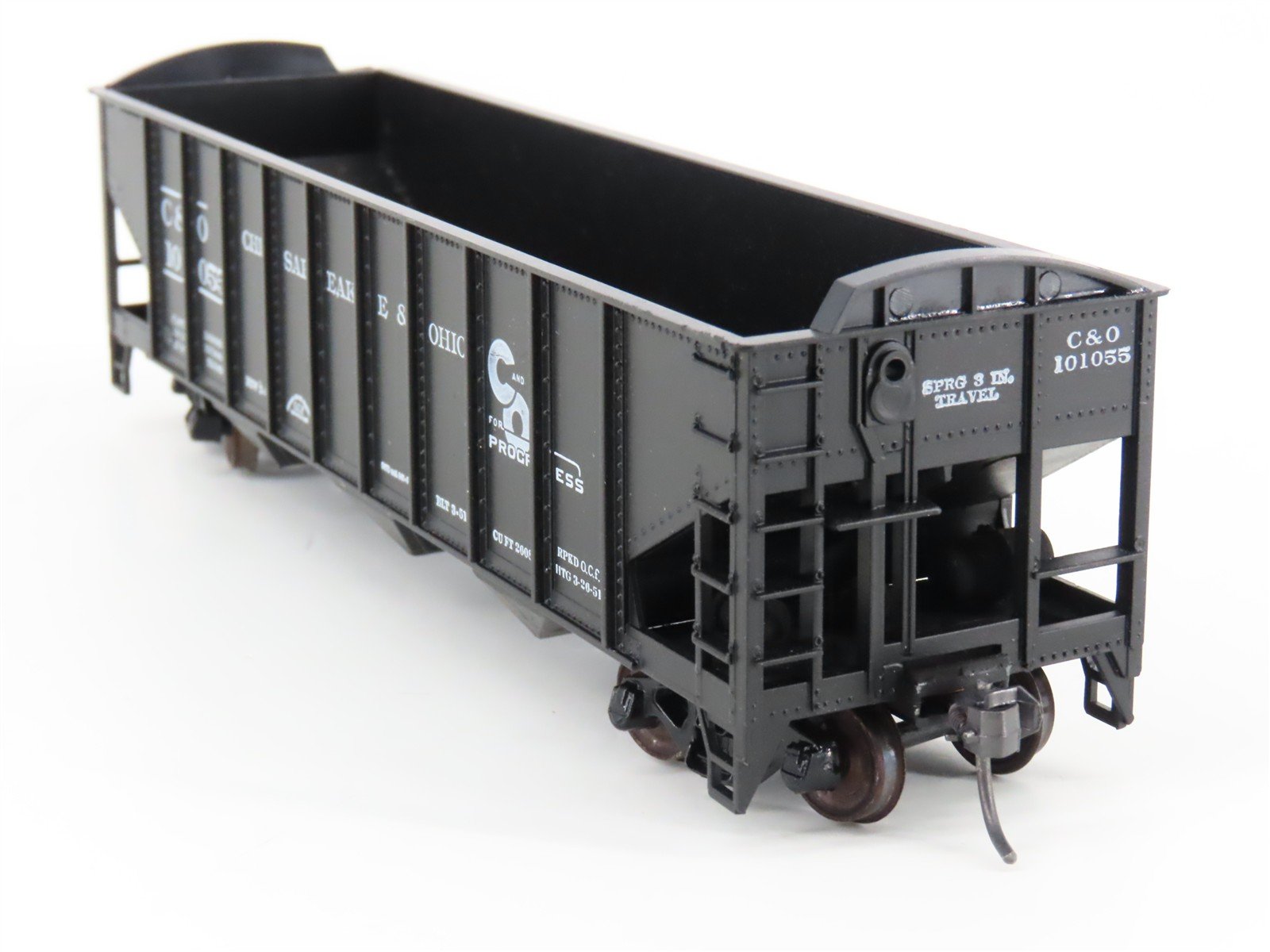 HO Scale Roundhouse 1499 C&O Progress 3-Bay Open Hopper #101055- Upgraded