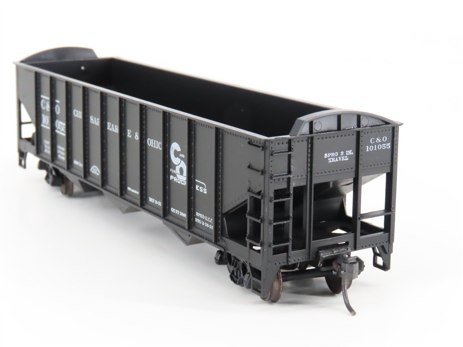 HO Scale Roundhouse 1499 C&O Progress 3-Bay Open Hopper #101055- Upgraded