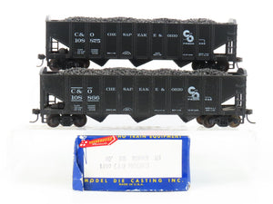 LOT of 2 HO Scale Roundhouse 1499 C&O Progress 3-Bay Hopper w/ Load - Upgraded