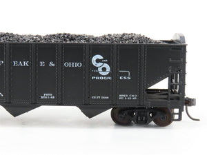 LOT of 2 HO Scale Roundhouse 1499 C&O Progress 3-Bay Hopper w/ Load - Upgraded