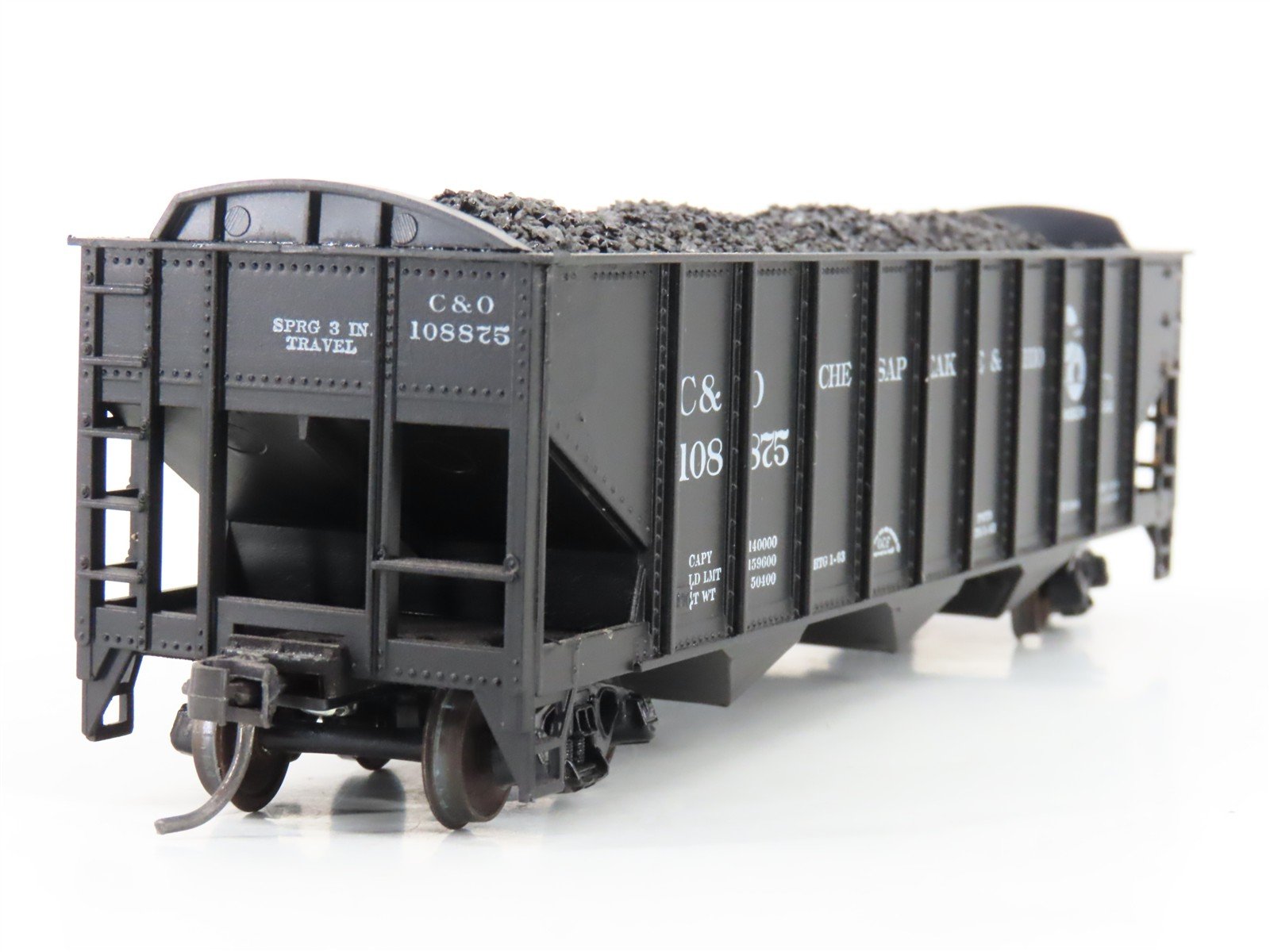 LOT of 2 HO Scale Roundhouse 1499 C&O Progress 3-Bay Hopper w/ Load - Upgraded