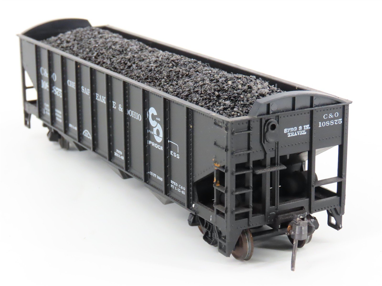 LOT of 2 HO Scale Roundhouse 1499 C&O Progress 3-Bay Hopper w/ Load - Upgraded