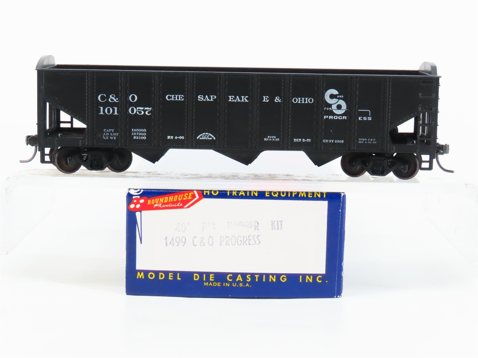 HO Scale Roundhouse 1499 C&O Progress 3-Bay Open Hopper #101057 - Upgraded