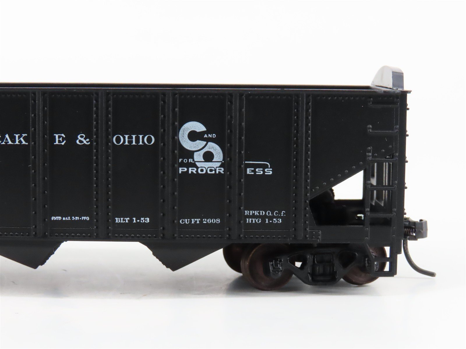 LOT of 2 HO Scale Roundhouse 1499 C&O Progress 3-Bay Open Hopper - Upgraded