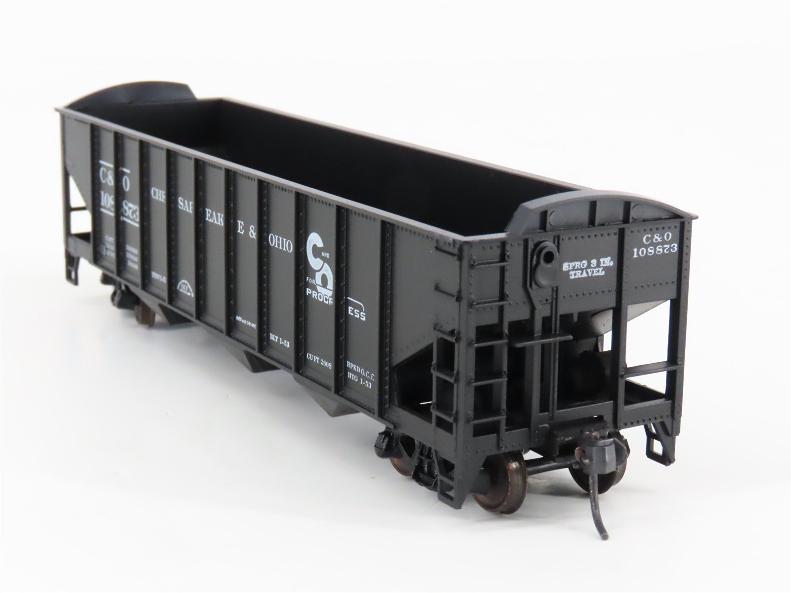 LOT of 2 HO Scale Roundhouse 1499 C&O Progress 3-Bay Open Hopper - Upgraded