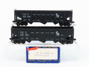 LOT of 2 HO Scale Roundhouse 1499 C&O Progress 3-Bay Open Hopper - Upgraded