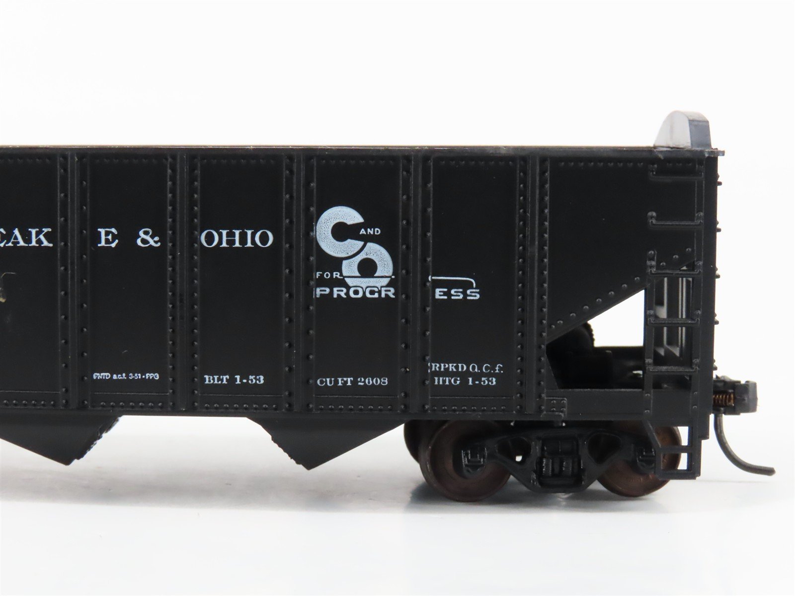 LOT of 2 HO Scale Roundhouse 1499 C&O Progress 3-Bay Open Hopper - Upgraded