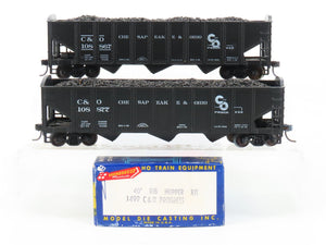 LOT of 2 HO Roundhouse 1499 C&O Progress 3-Bay Hopper w/ Coal Load - Upgraded