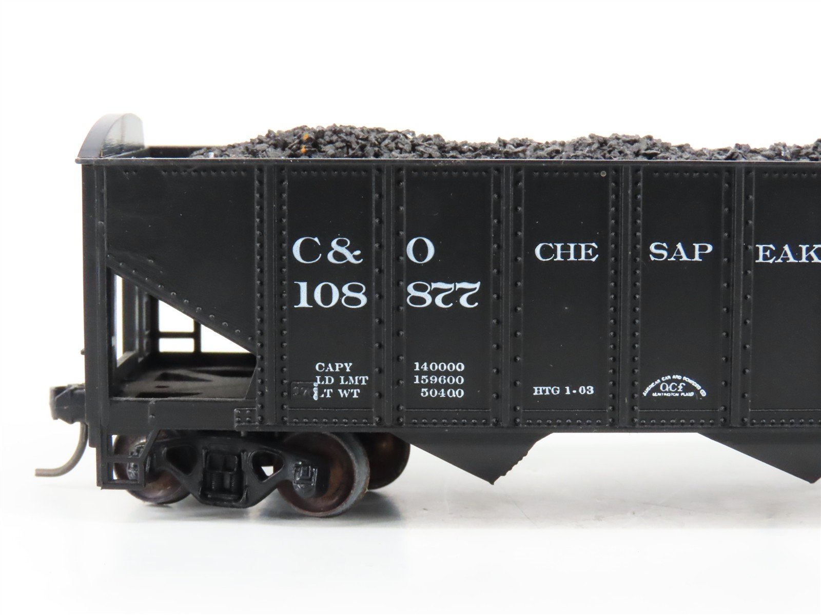 LOT of 2 HO Roundhouse 1499 C&O Progress 3-Bay Hopper w/ Coal Load - Upgraded
