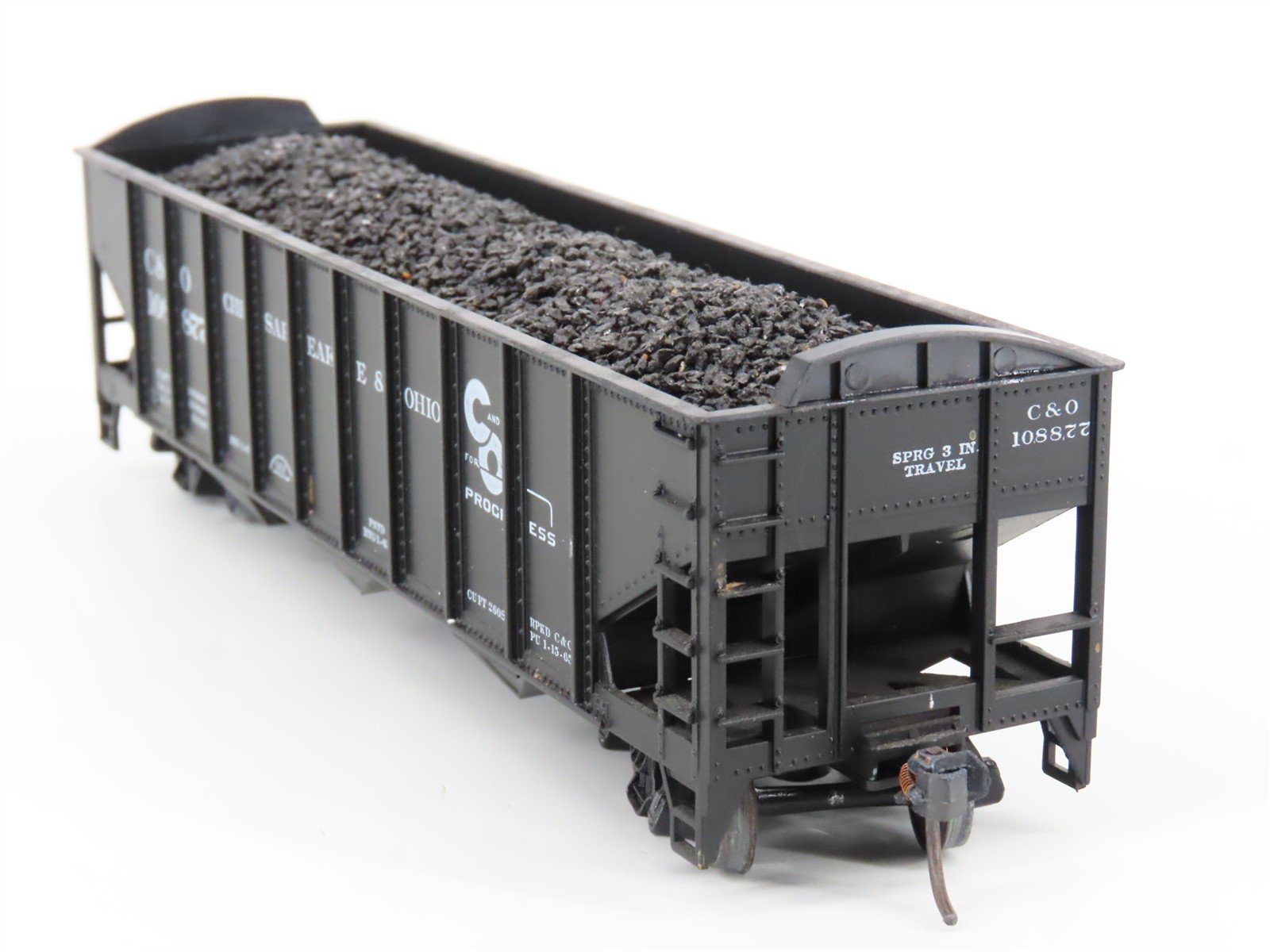LOT of 2 HO Roundhouse 1499 C&O Progress 3-Bay Hopper w/ Coal Load - Upgraded