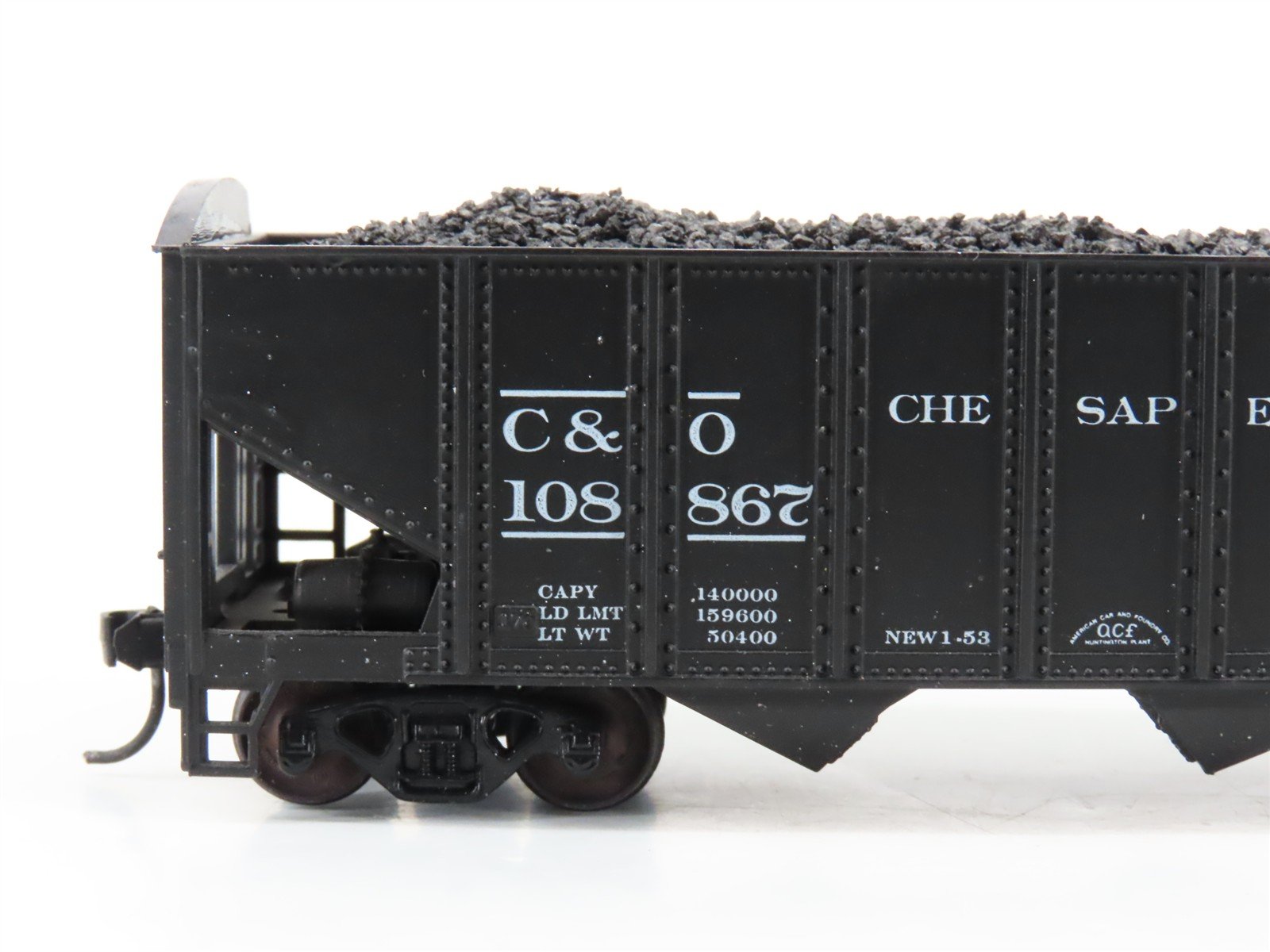 LOT of 2 HO Roundhouse 1499 C&O Progress 3-Bay Hopper w/ Coal Load - Upgraded