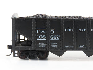 LOT of 2 HO Roundhouse 1499 C&O Progress 3-Bay Hopper w/ Coal Load - Upgraded