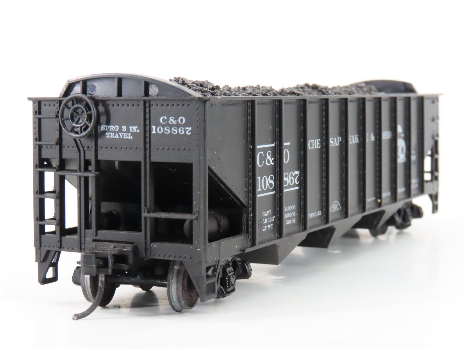 LOT of 2 HO Roundhouse 1499 C&O Progress 3-Bay Hopper w/ Coal Load - Upgraded