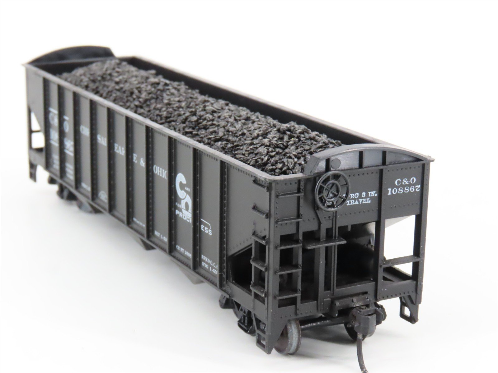 LOT of 2 HO Roundhouse 1499 C&O Progress 3-Bay Hopper w/ Coal Load - Upgraded