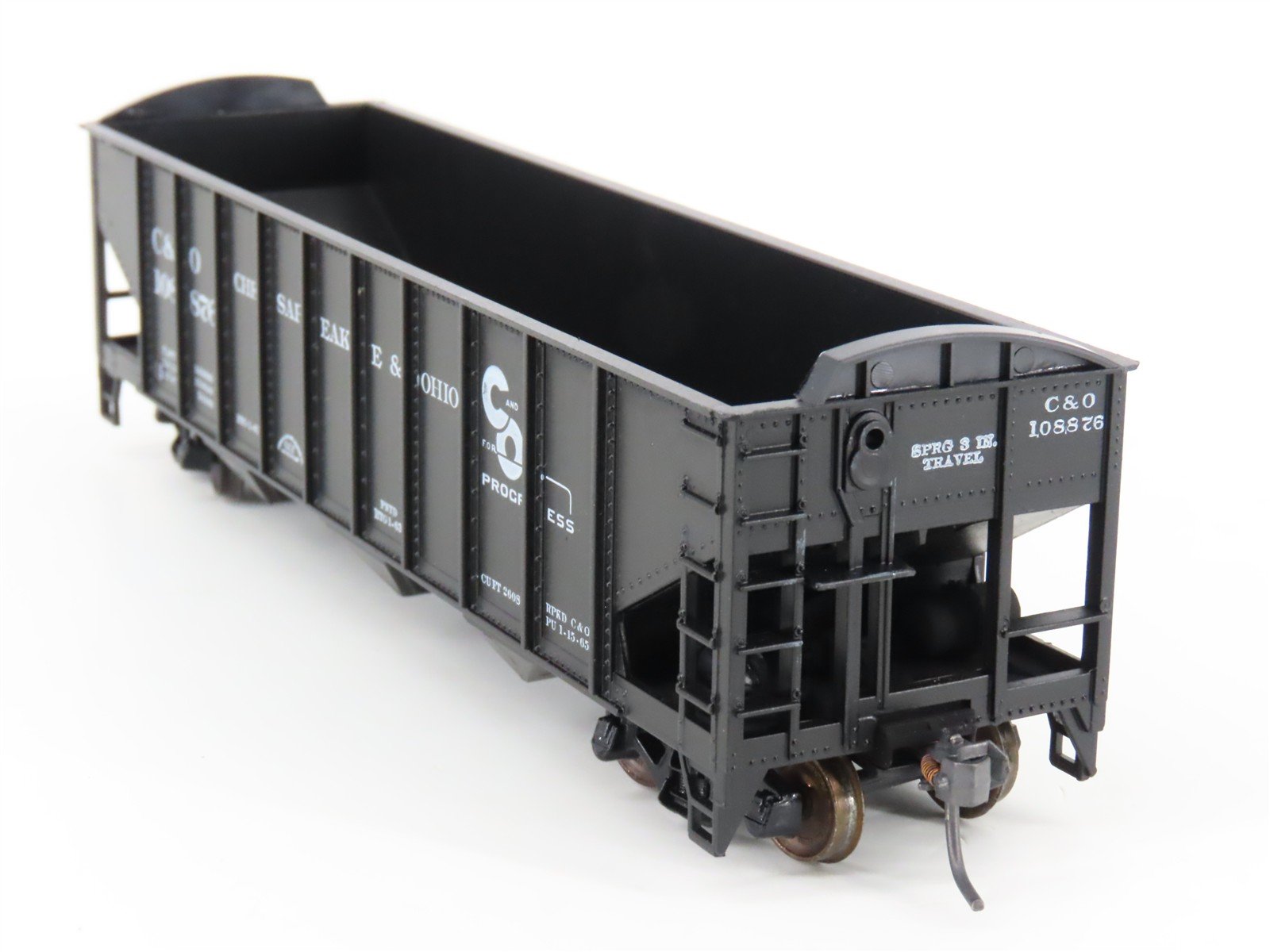 LOT of 2 HO Scale Roundhouse 1499 C&O Progress 3-Bay Open Hopper - Upgraded