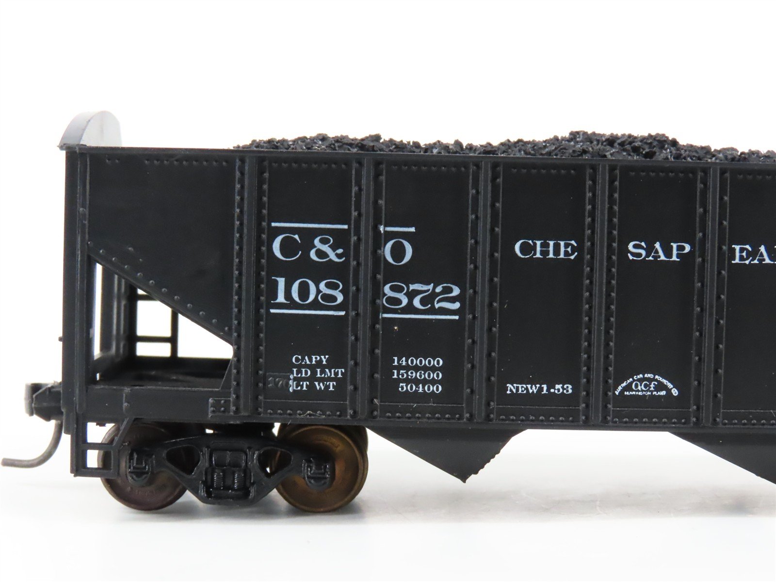 LOT of 2 HO Roundhouse 1499 C&O Progress 3-Bay Hopper w/ Coal Load - Upgraded
