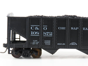 LOT of 2 HO Roundhouse 1499 C&O Progress 3-Bay Hopper w/ Coal Load - Upgraded