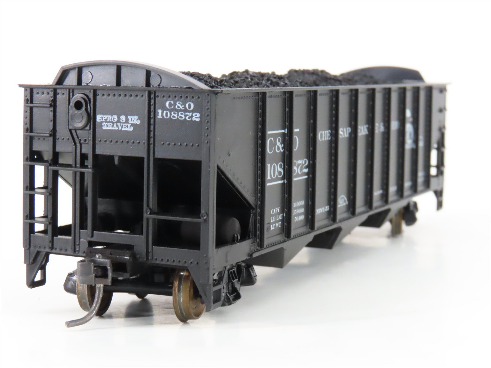 LOT of 2 HO Roundhouse 1499 C&O Progress 3-Bay Hopper w/ Coal Load - Upgraded