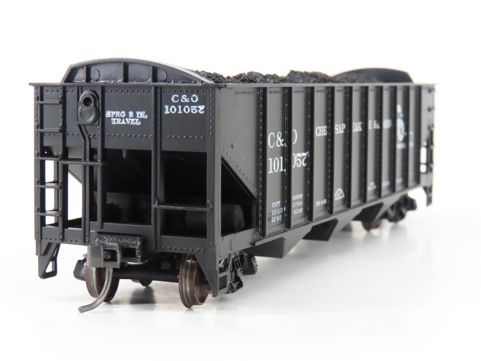 LOT of 2 HO Roundhouse 1499 C&O Progress 3-Bay Hopper w/ Coal Load - Upgraded