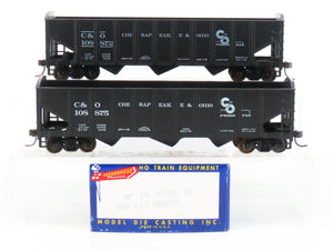 LOT of 2 HO Scale Roundhouse 1499 C&O Progress 3-Bay Open Hopper - Upgraded