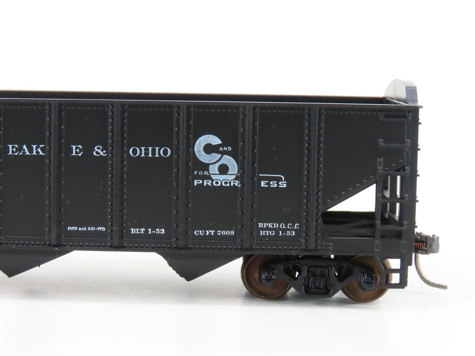 LOT of 2 HO Scale Roundhouse 1499 C&O Progress 3-Bay Open Hopper - Upgraded