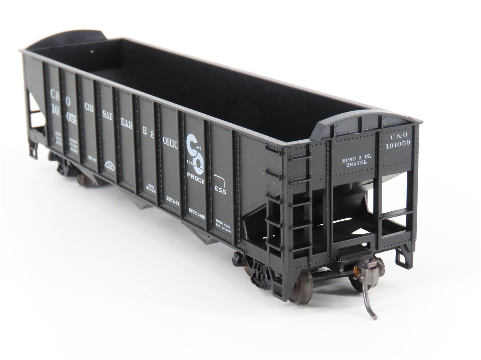 LOT of 2 HO Scale Roundhouse 1499 C&O Progress 3-Bay Open Hopper - Upgraded