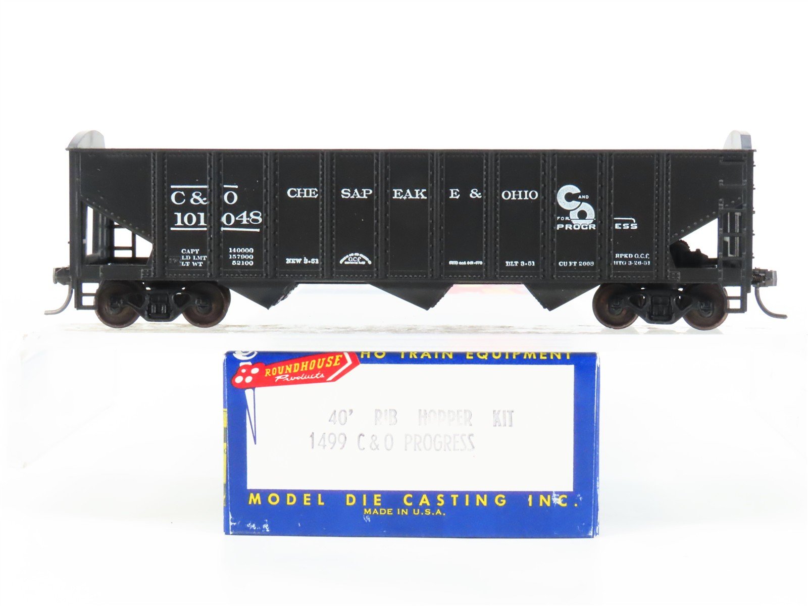 HO Scale Roundhouse 1499 C&O Progress 3-Bay Open Hopper #101048 - Upgraded