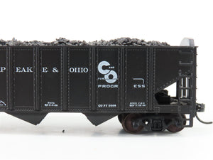 LOT of 2 HO Roundhouse 1499 C&O Progress 3-Bay Hopper w/ Coal Load - Upgraded