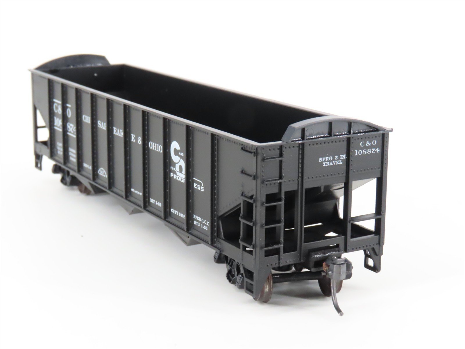 HO Scale Roundhouse 1499 C&O Progress 3-Bay Open Hopper #108874 - Upgraded