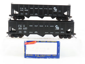 LOT of 2 HO Scale Roundhouse 1499 C&O Progress 3-Bay Open Hopper - Upgraded