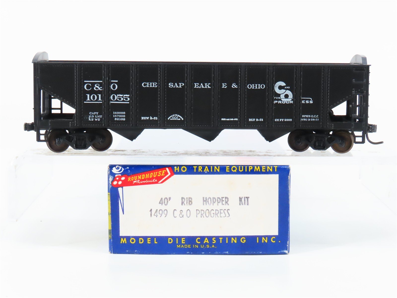 HO Scale Roundhouse 1499 C&O Progress 3-Bay Open Hopper #101055 - Upgraded