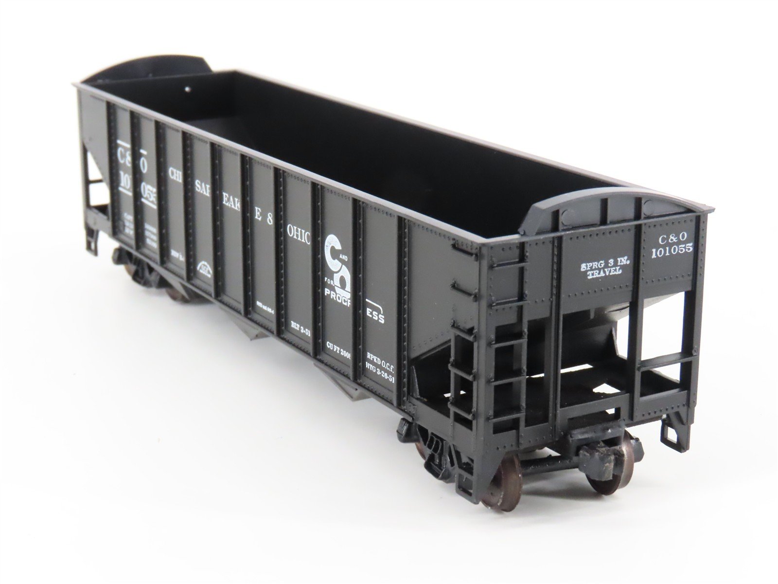 HO Scale Roundhouse 1499 C&O Progress 3-Bay Open Hopper #101055 - Upgraded