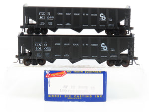 LOT of 2 HO Scale Roundhouse 1499 C&O Progress 3-Bay Open Hopper - Upgraded