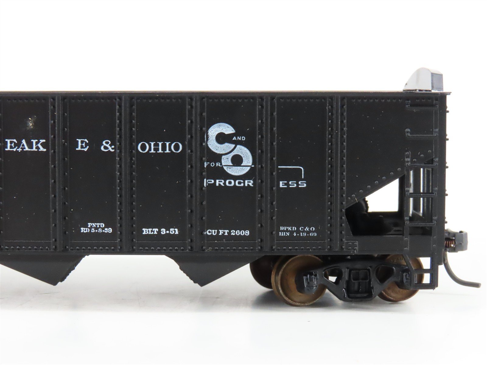 LOT of 2 HO Scale Roundhouse 1499 C&O Progress 3-Bay Open Hopper - Upgraded