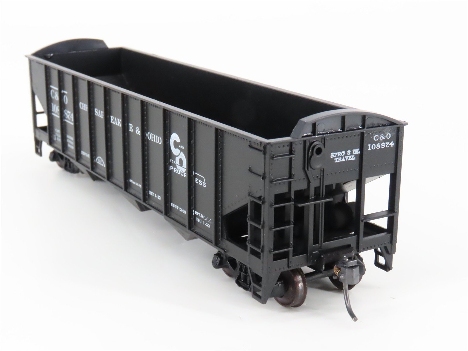 HO Scale Roundhouse 1499 C&O Progress 3-Bay Open Hopper #108874 - Upgraded