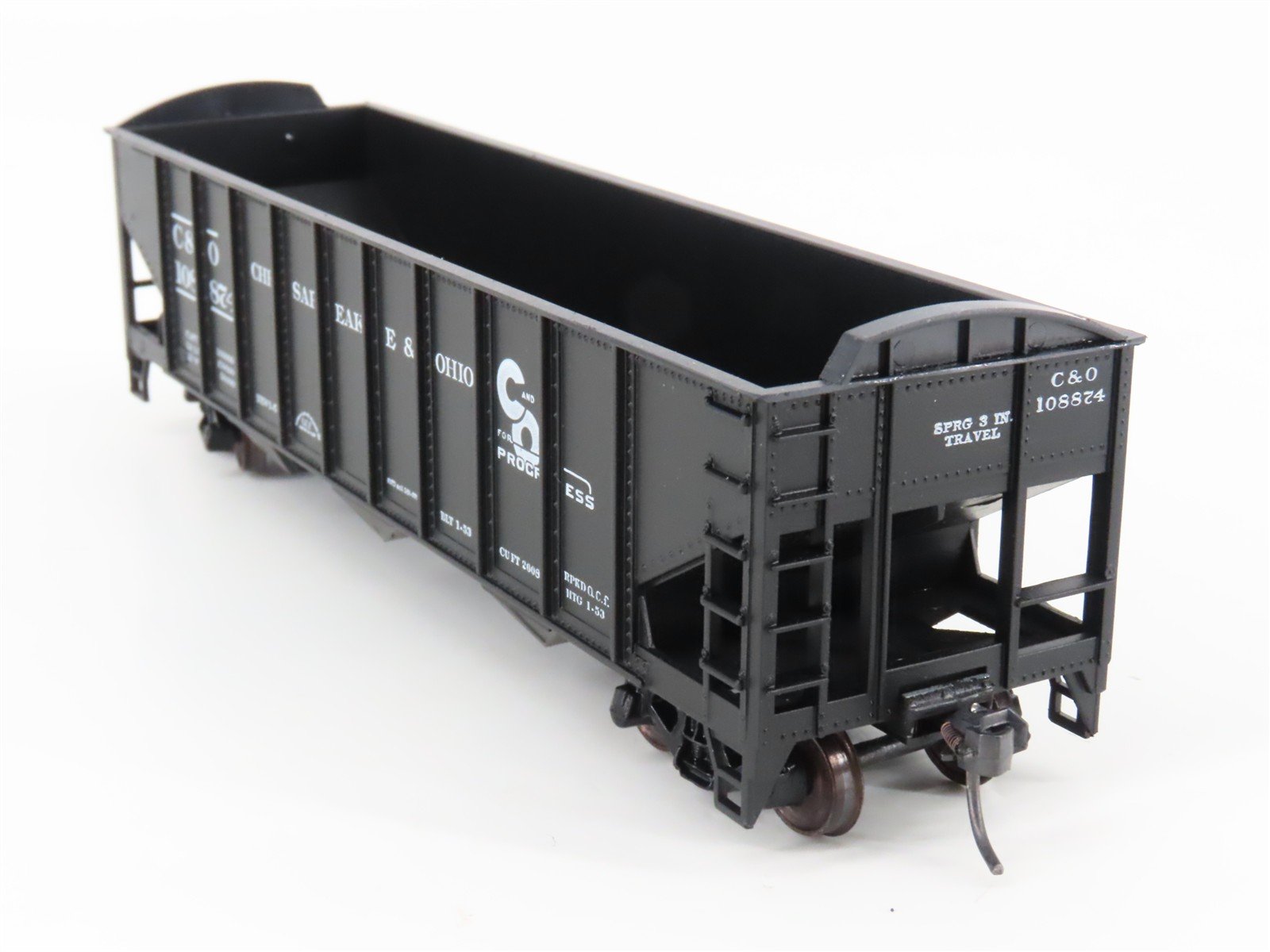 HO Scale Roundhouse 1499 C&O Progress 3-Bay Open Hopper #108874 - Upgraded