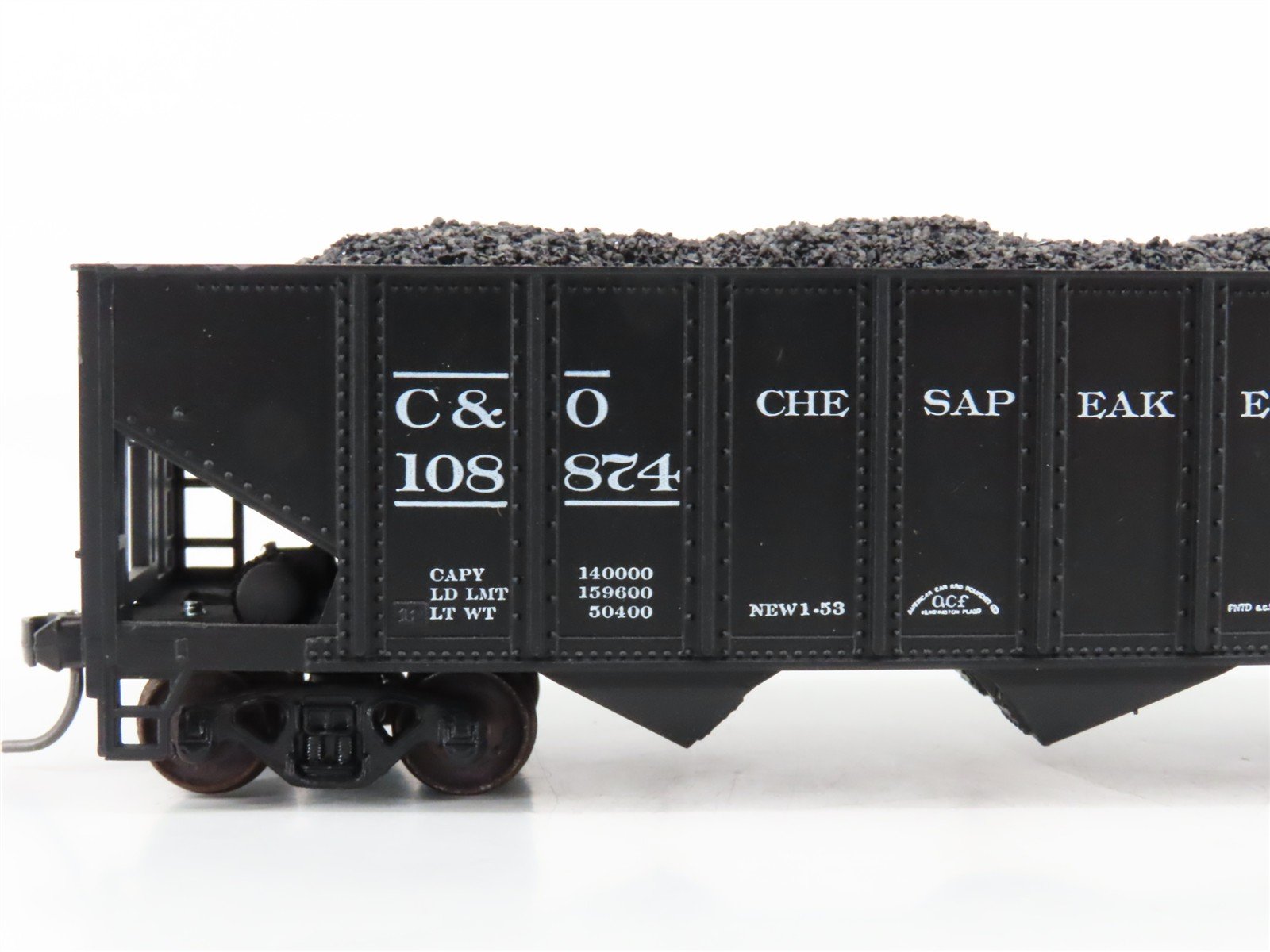 LOT of 2 HO Roundhouse 1499 C&O Progress 3-Bay Hopper w/ Coal Load - Upgraded