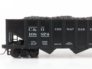 LOT of 2 HO Roundhouse 1499 C&O Progress 3-Bay Hopper w/ Coal Load - Upgraded