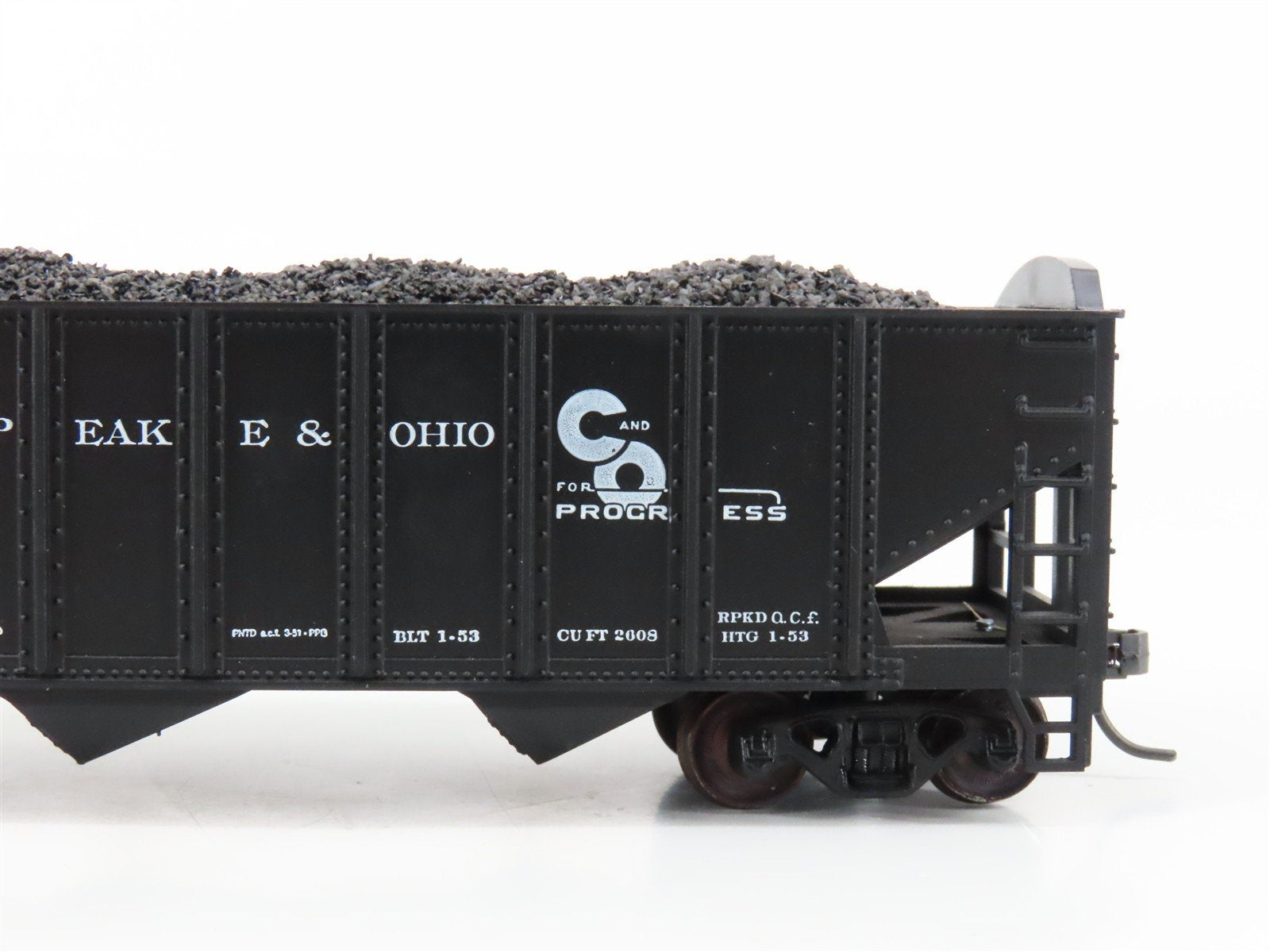 LOT of 2 HO Roundhouse 1499 C&O Progress 3-Bay Hopper w/ Coal Load - Upgraded